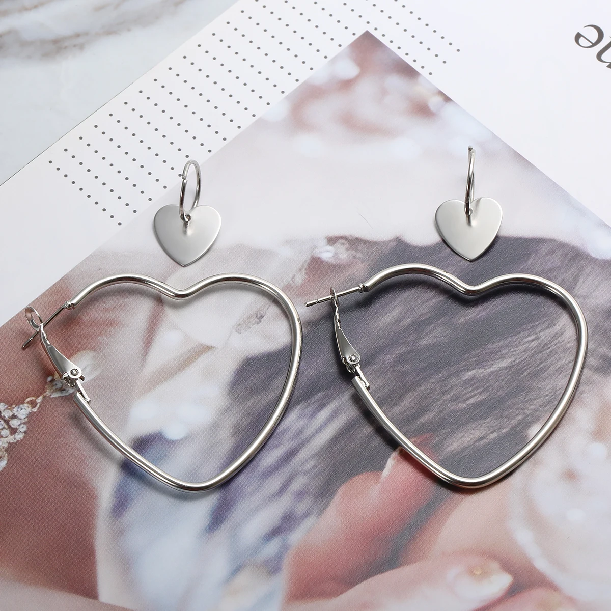 Shellhard богемные ювелирные изделия модные двойные сердца серьги-кольца в форме для