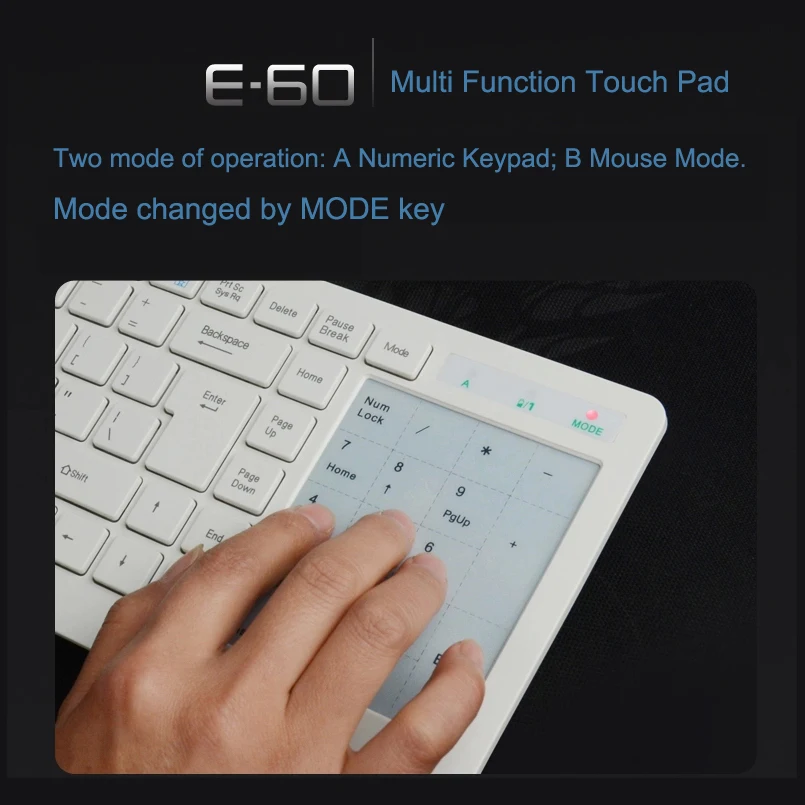 E60 сенсорная клавиатура 2 4 ГГц супер тонкая белая шоколадная QWERTY раскладка