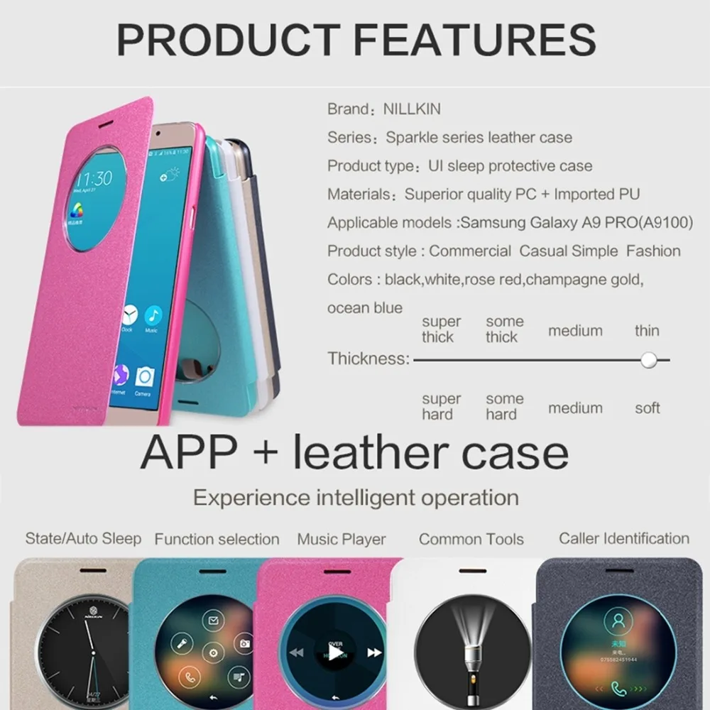 NILLKIN ИСКРА Case для Samsung Galaxy A9 Pro A910 Флип Кожаный Вызова Дисплей Окно Wake up задняя