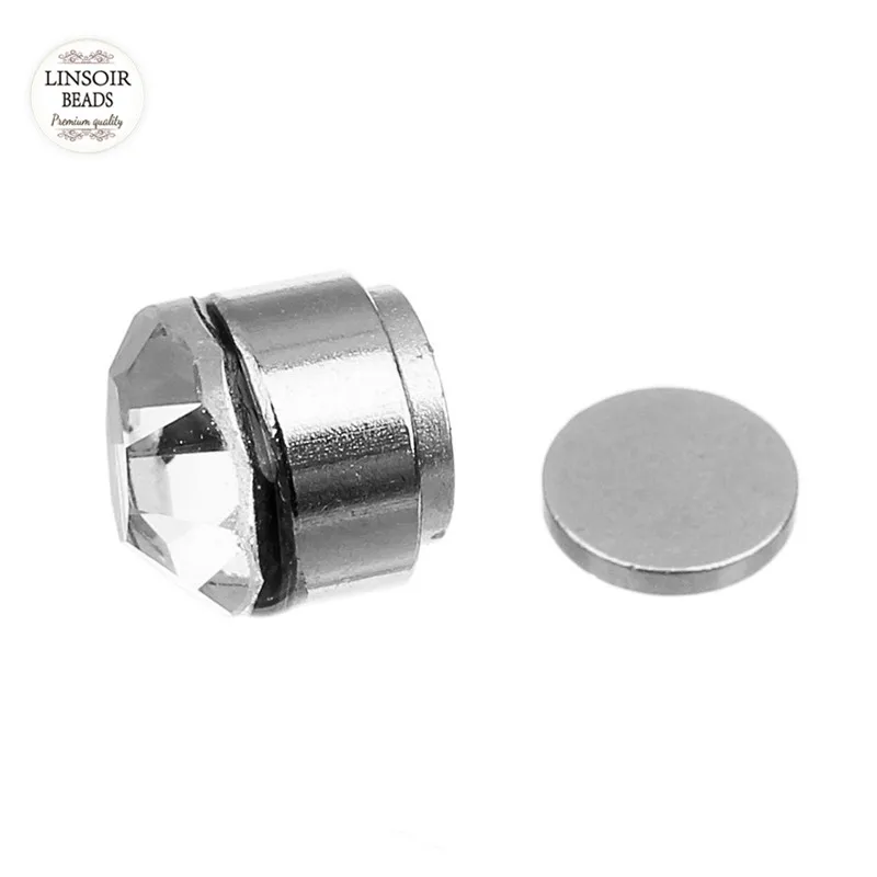 LINSOIR 12 Pair/lot 4/5/6/7mm Round Crystal Rhinestone Magnet Stud Earring Puck Womens Mens Magnetic Fake Ear Plug Jewelry | Украшения и