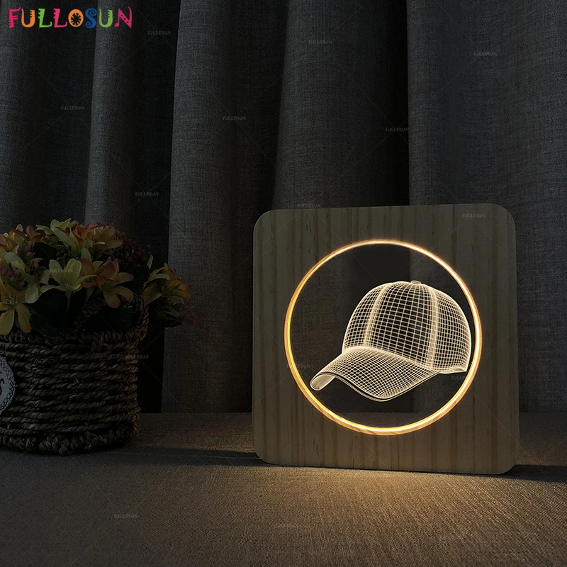 FULLOSUN 3D иллюзия Лампа 7 цветов изменить сенсорный свет Бейсбол Футбол стиль ночник для детей подарок на день рождения