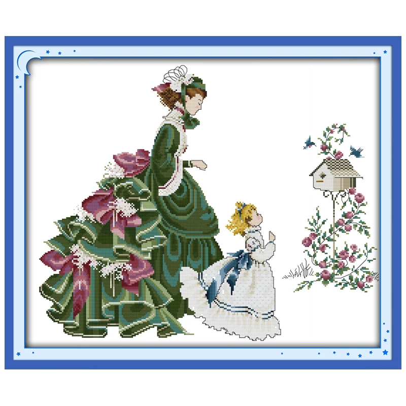 Mother and Daughter Counted Cross Stitch 11CT 14CT Handmade Set wholesale Cross-stitch Kits Embroidery Needlework | Дом и сад