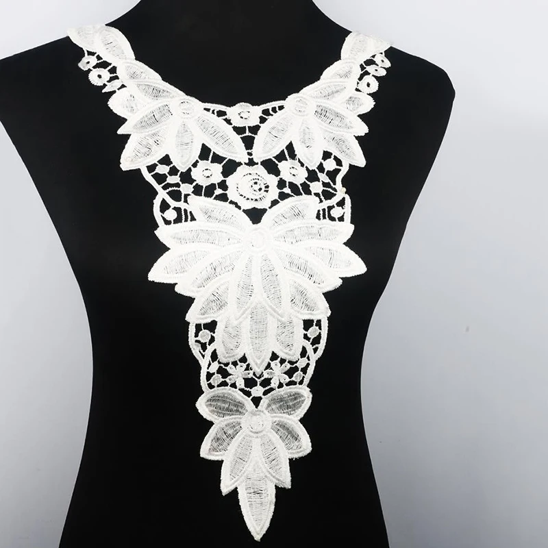 1 шт. белая вышивка воротник Венеция кружевная ткань цветы декольте шитье