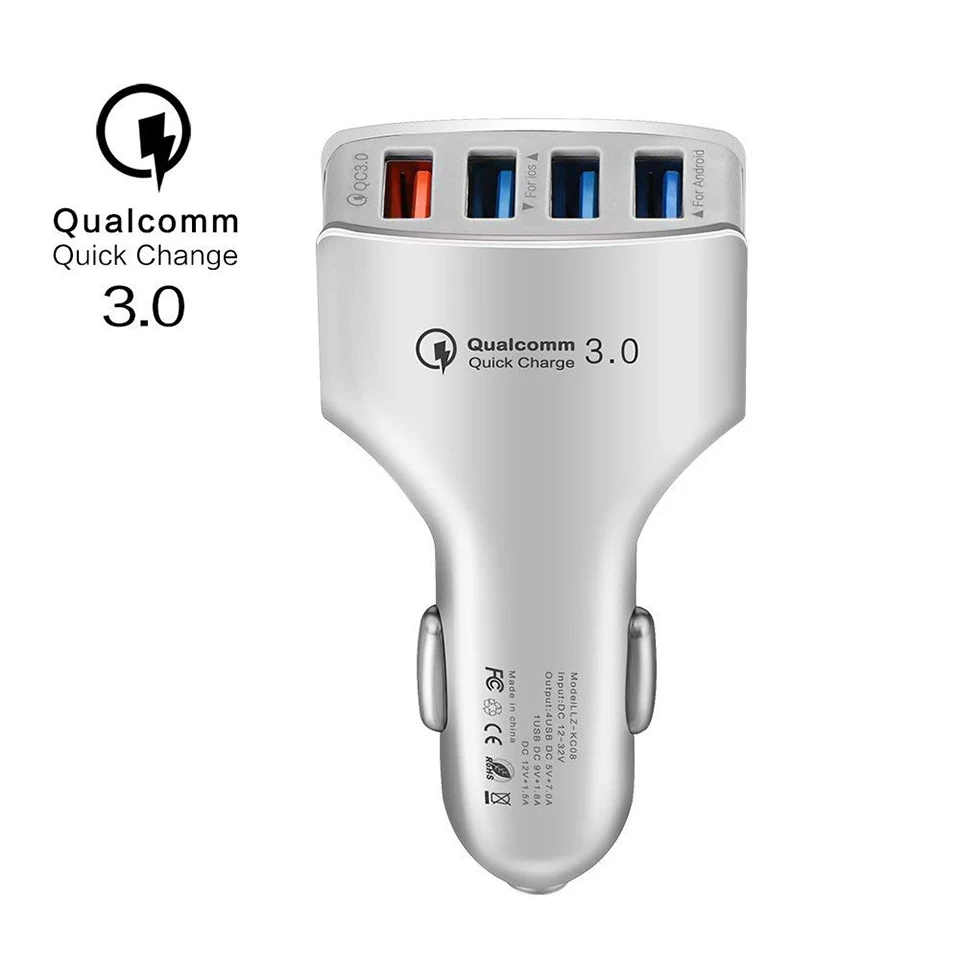 4 USB White Tendway автомобильное USB зарядное устройство Qc 3,0 2,0 Авто Мульти USB Qi быстрое зарядное устройство Быстрая зарядка мобильного телефона автомобильное зарядное устройство для iPhone samsung - Тип штекера: 4 USB White