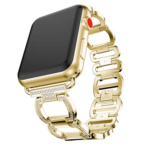 Алмазный ремешок для apple watch, ремешок для apple watch 5, 4, 3, ремешок 44 мм/40 мм из нержавеющей стали, ремешок для наручного браслета 42 мм/38 мм - Цвет ремешка: gold