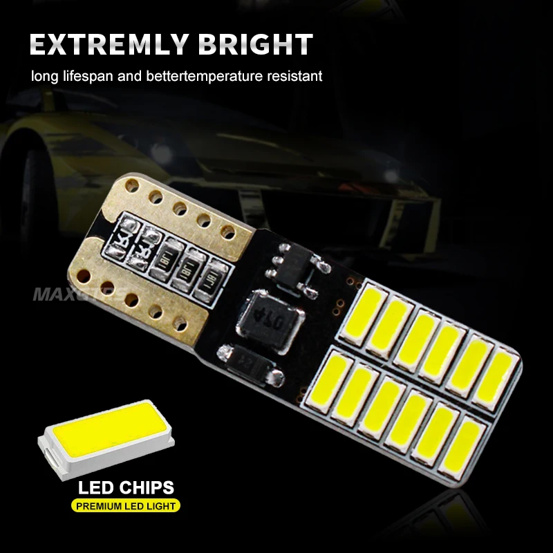 2x 800LM-1000LM T10 W5W 24Led 4014 SMD чип Canbus авто номерной знак купольный поворотный светильник белый/синий/голубой/красный