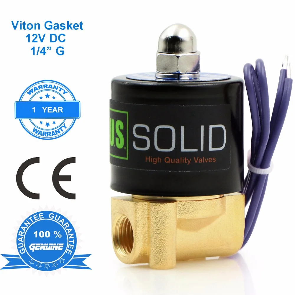 

U.S. Solid 1/4" 12V DC Brass Electric Solenoid Valve G(BSP) Thread Normally Closed water, air, diesel, CE Certified