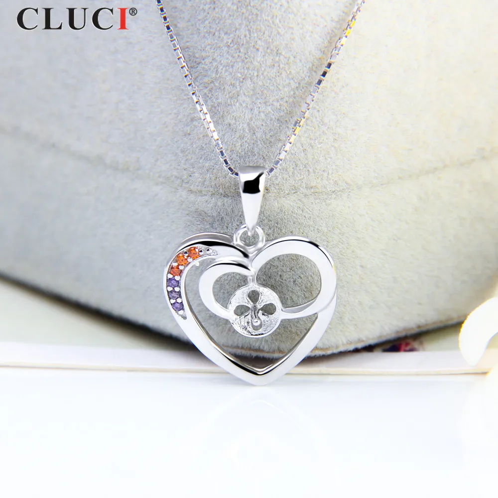 Женский классический кулон CLUCI с жемчужинами и двумя сердцами красным фиолетовым