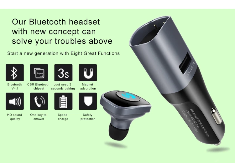Fdoman, автомобильная bluetooth-гарнитура, комплект громкой связи с 5 В/2,1 А, быстрое USB зарядное устройство, поддержка AUX, аудио выход