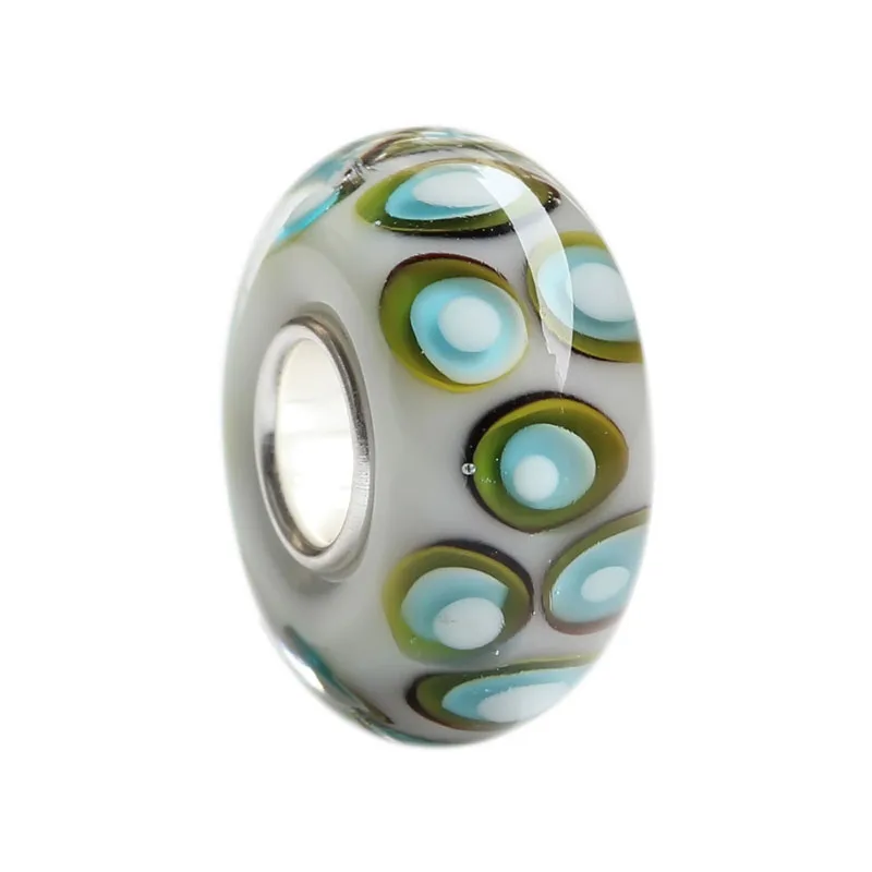 925 Sterling Silver Large Hole Colorful 3D Flowers Pebble Trails Wave Point Glass Charm Beads Fit European Bracelet Jewelry | Украшения и