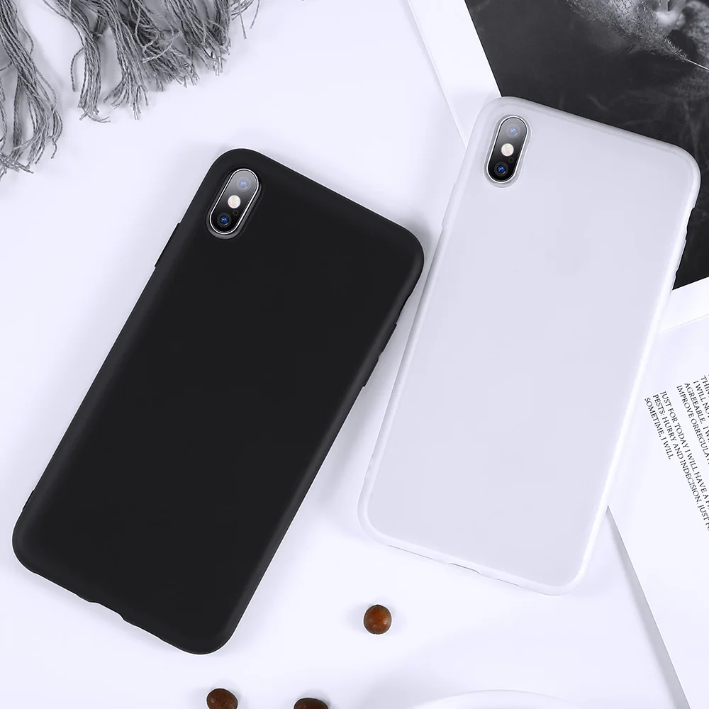Мягкий ТПУ простой чехол для iPhone 7 8 X XS XR матовый Plus 5 5S 6 MAX Обложка Capa Coque Fundas |