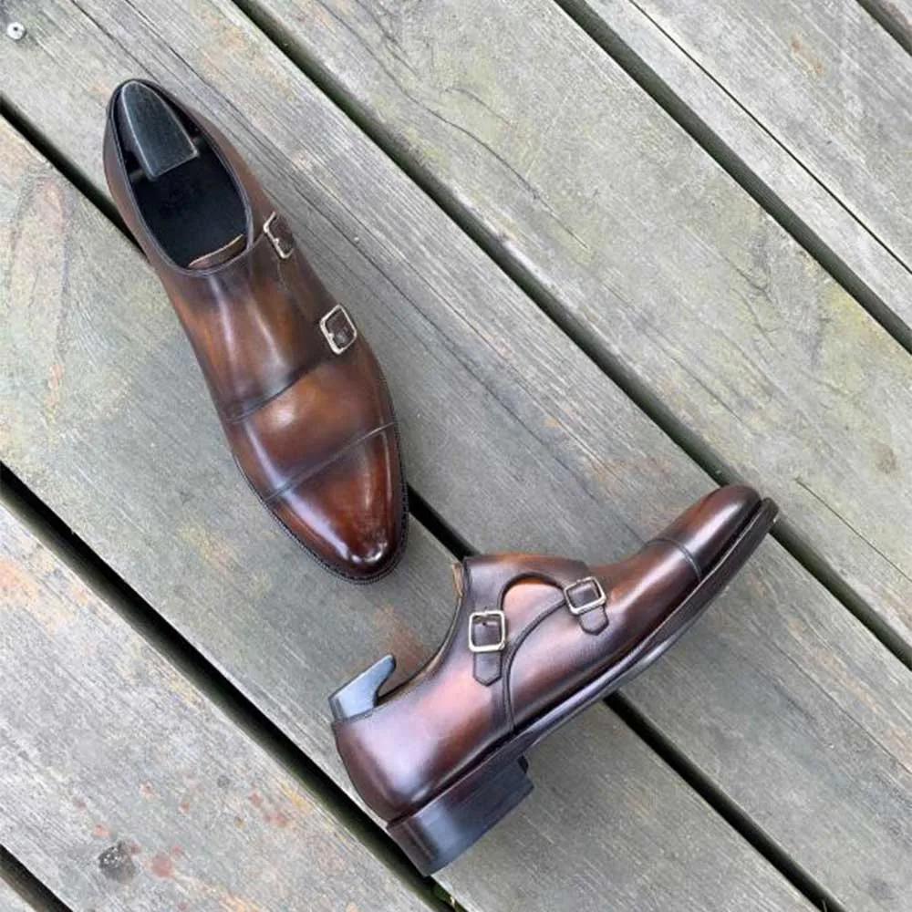 Роскошная обувь для мужчин sipriks мужская кожаная коричневого цвета с двойными