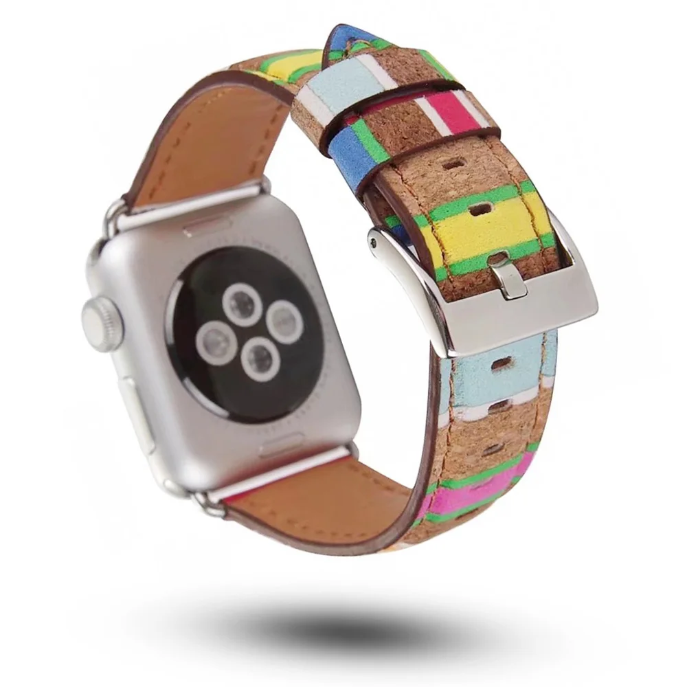 Ремешок из кожи под дерево для Apple Watch SE Band 40 мм 44 38 42 браслет серии 6 5 4 3 2