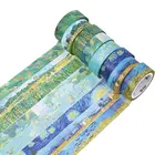 Картины Ван Гога, бумага с рисунком, Васи-лента 15 мм x 7 м, Маскировочные наклейки, DIY канцелярские принадлежности, школьные принадлежности