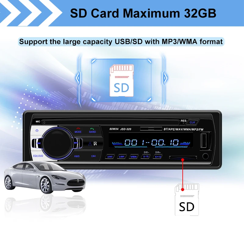 Авторадио JSD-520 авто стерео 1 Din автомагнитола 24 в bluetooth FM Aux вход приемник автомобильный аудио SD USB MP3 MMC WMA JSD-520