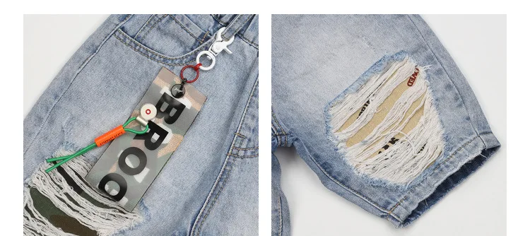 Весна лето 2019 новые модные джинсовые шорты с дырками для мальчиков повседневные