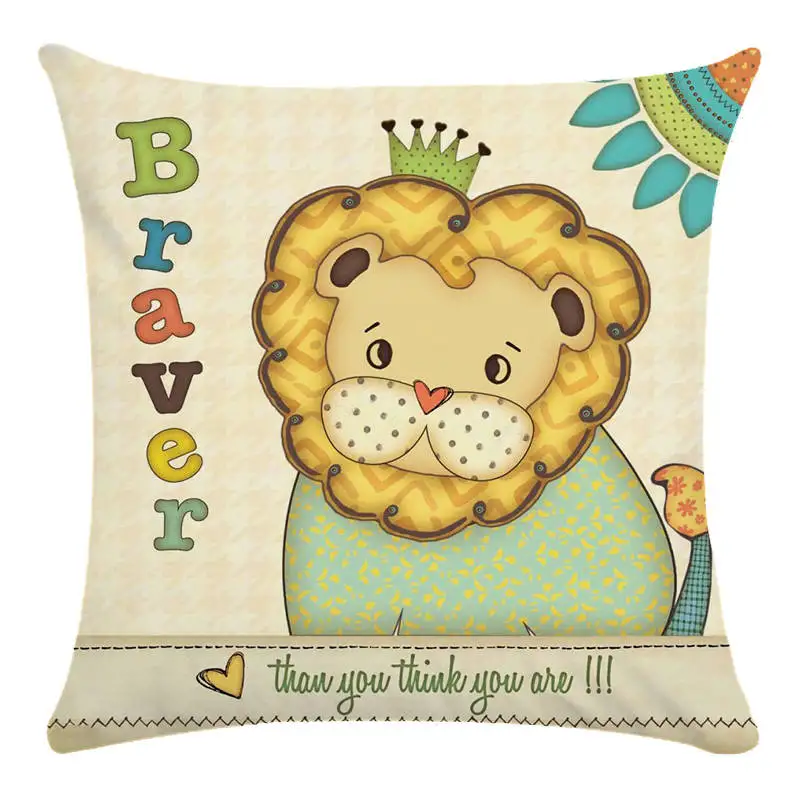 Наволочка с рисунком животного крокодила кота овечки льва жука обезьяны 45*45 см