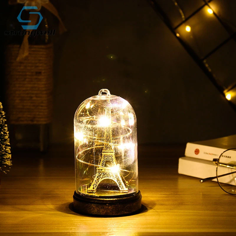 

Strongwell Creative Paris Tower Light Decoration With Led Lights In A Glass Dome Suitable For Wedding Party Valentines Day Gift