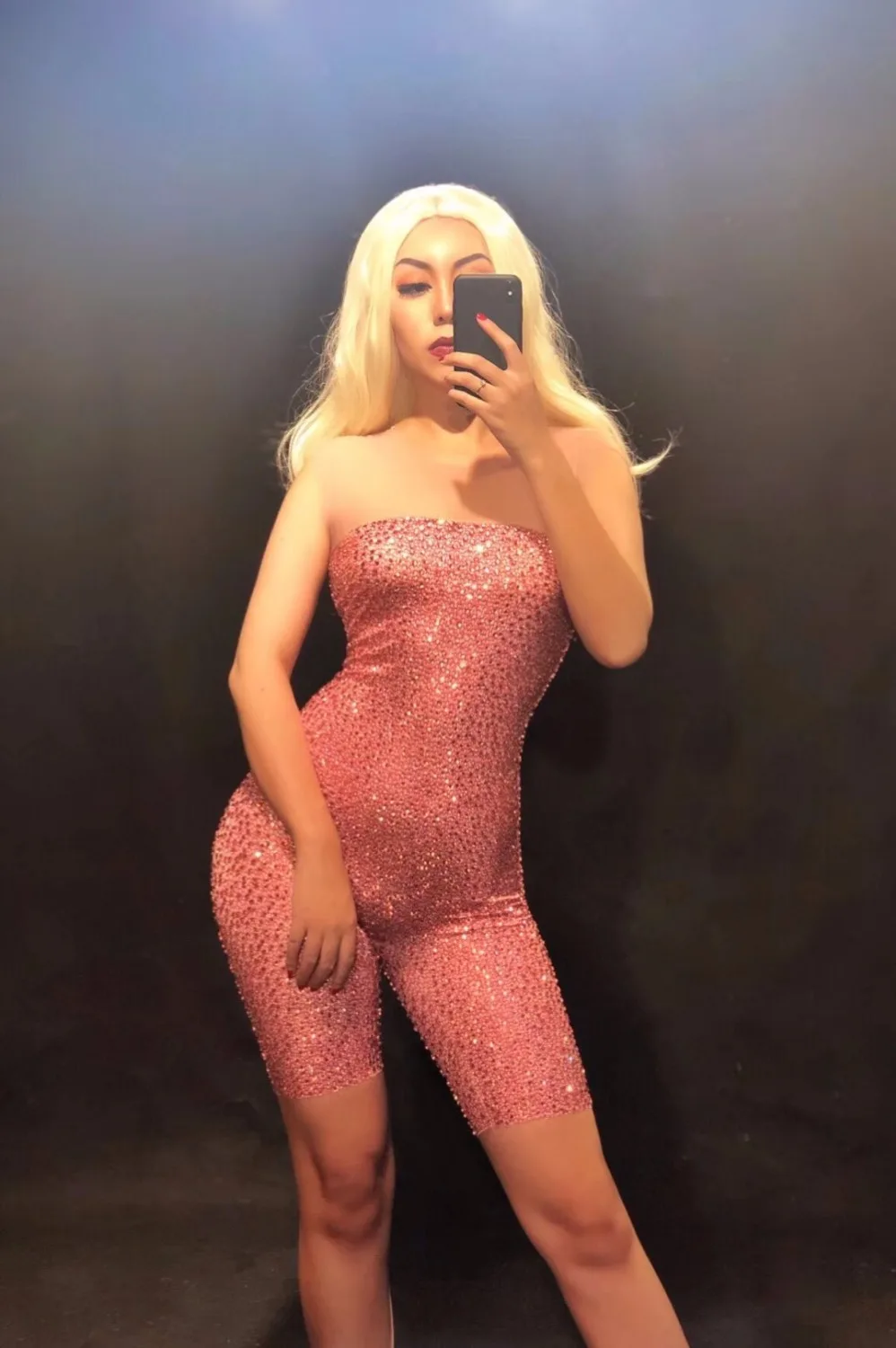 2019 Crystals Jumpsuit Birthday Banquet Stretch Bodysuit Women's Party Wear Nightclub Singer Dancer Show Outfit Sexy Leggings