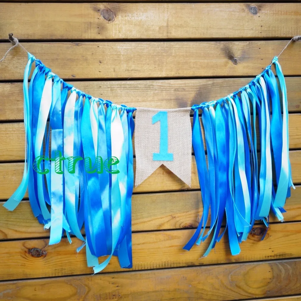 Для детского дня рождения 1st джутовая флажок из мешковины Декор-баннер детская