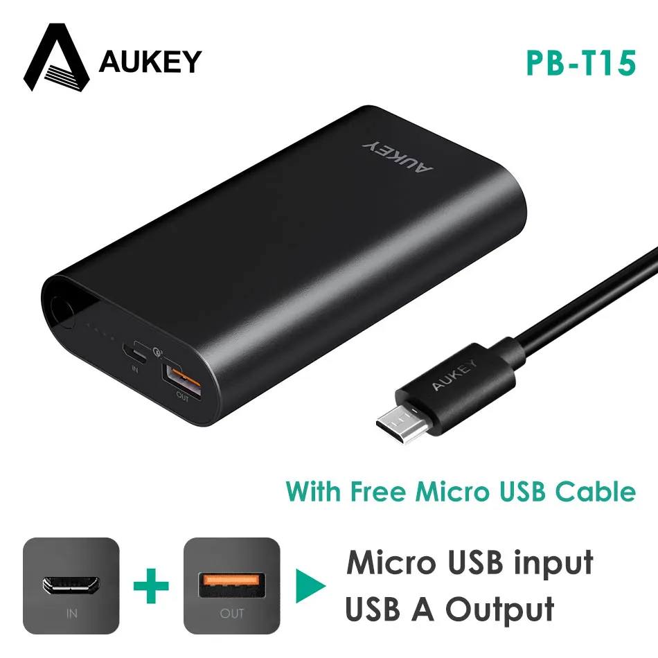 AUKEY Quick Charge 3 0 Мощность Bank 10050 мАч Батарея двухстороннее быстрой зарядки банк