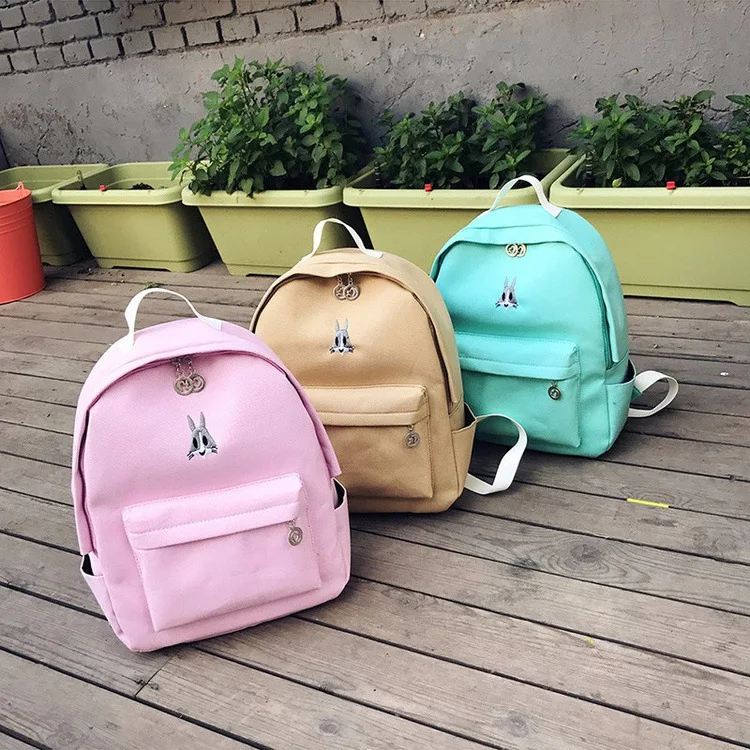 2018 новый корейский вариант холст backbag Harajuku вышивка кошка студенты сумка обувь для