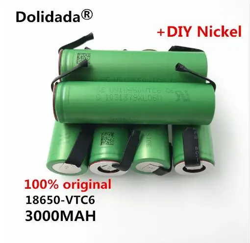 10PCS Dolidada original 3.7 V 3000 MAH Li ion rechargeable 18650 battery for SONY us18650 vtc6 battery 30A 3000mah+DIY Nickel