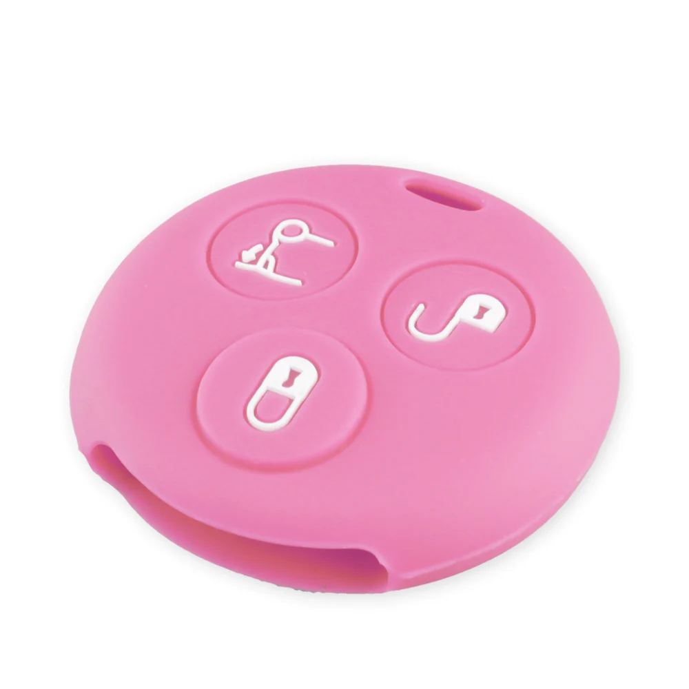 PINK KEYYOU, 3 кнопки, силиконовый чехол для автомобильных ключей, брелок, чехол для Mercedes Benz Smart City Roadster Fortwo, чехол для ключей, автомобильный стиль - Название цвета: PINK
