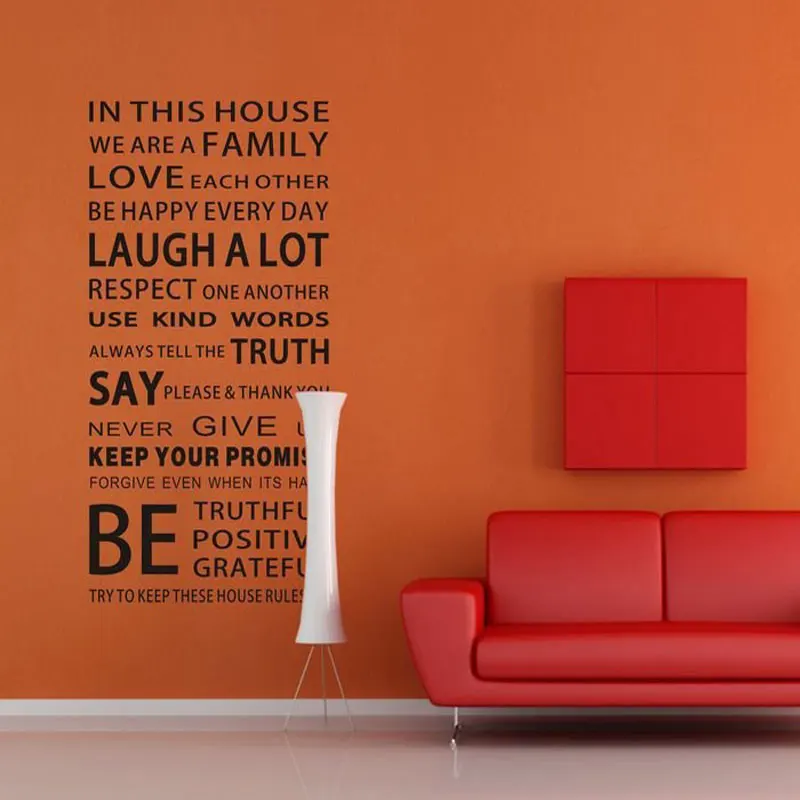 Английские притчи настенные Стикеры Семейные правила для дома наклейки на стену