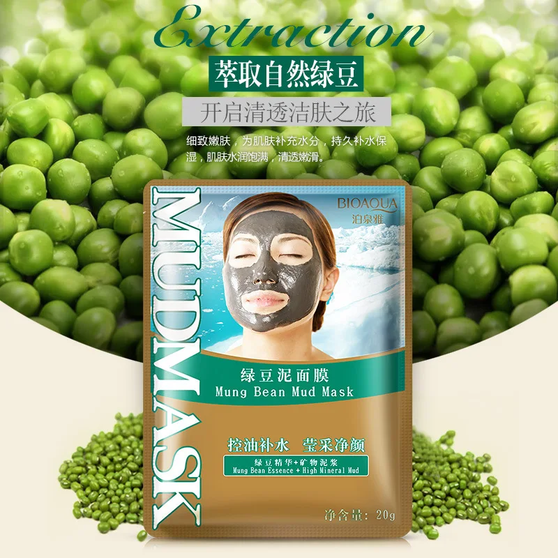 BIOAQUA mung Bean Mud маска для лица сущность улажняющий анти акнэ Удаление угрей масла
