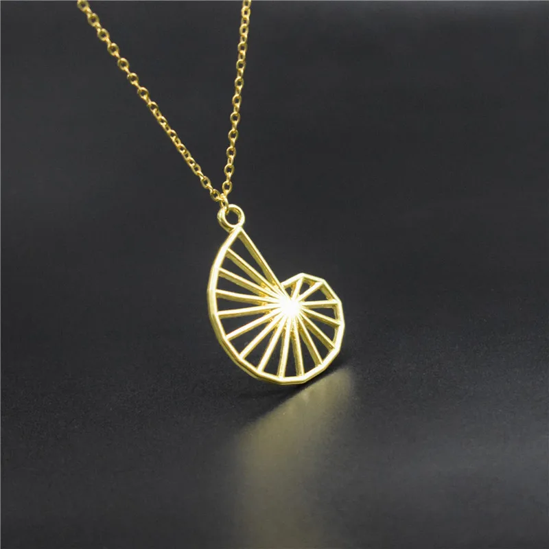 Золотой цвет 4 Colors Theodorus spiral pendant necklaces- math jewelry- geometry charm necklaces - Окраска металла: Золотой цвет
