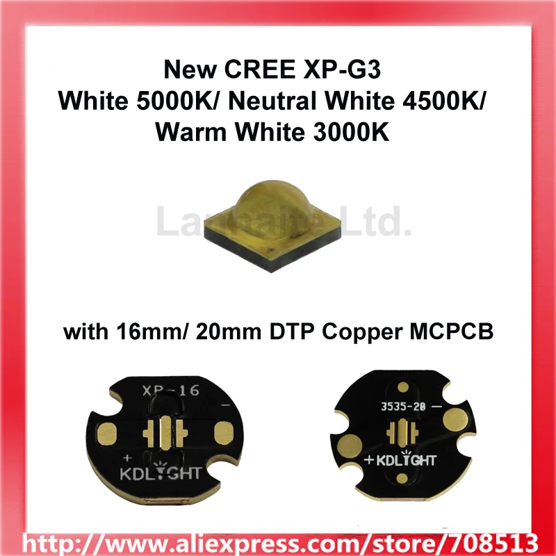 Новый фонарь CREE XP G3 белый 5000K/нейтральный 4500K/теплый 3000K светодиодный излучатель с