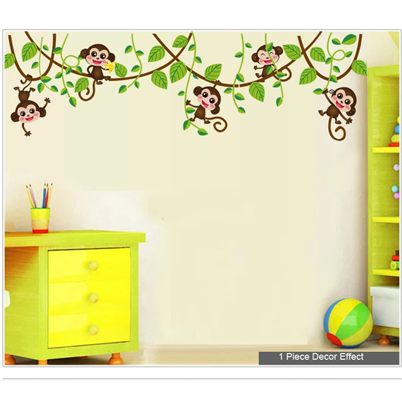 Новинка 2019 милая обезьянка дерево раньше декор для детской комнаты Настенная