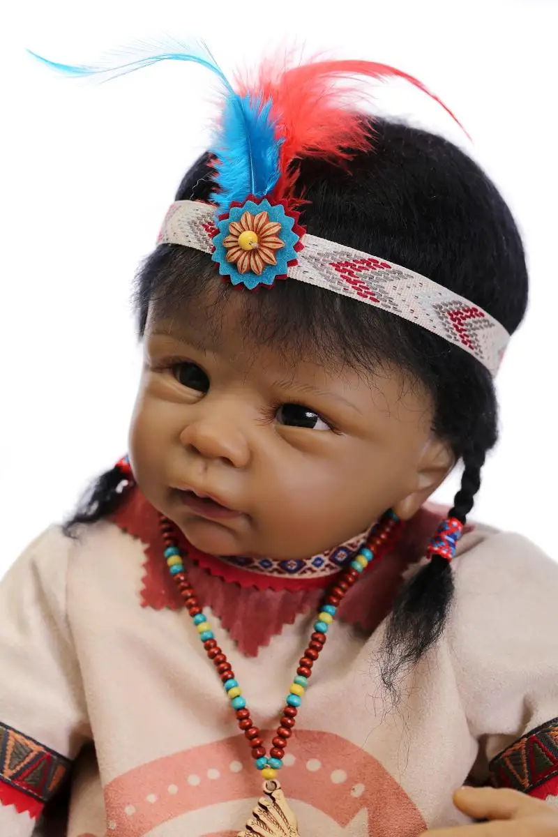 NPK 22 дюймов индийский Стиль винилсиликоновых Reborn Baby Doll шоколад кожи Boneca подарок