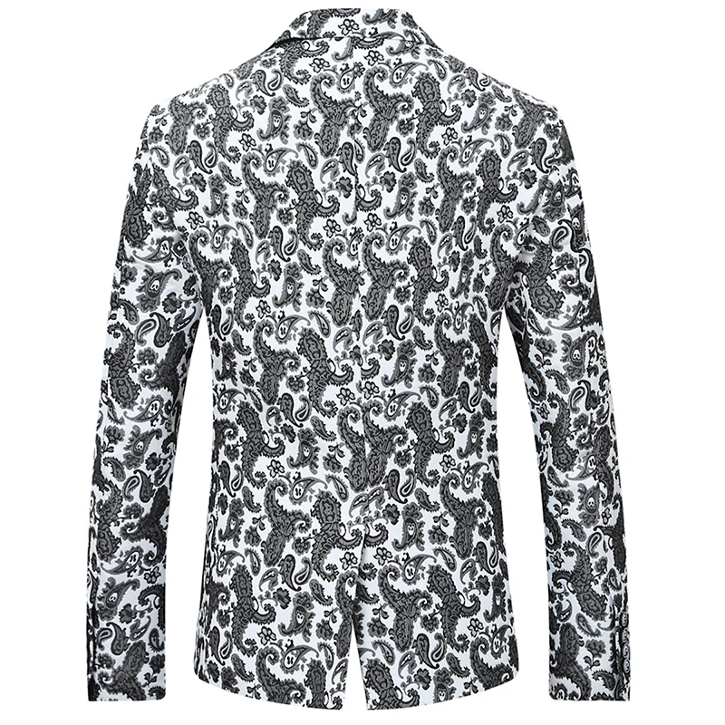 Марка цветочные блейзер Для мужчин 2018 Демисезонный Slim Fit S печатных элегантные