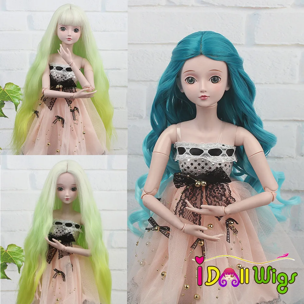 

Doll Hair Wigs High Quality Heat Resistant Fiber Long Wave Green Ombre and Blue Ombre Color Wigs for BJD/SD Dolls