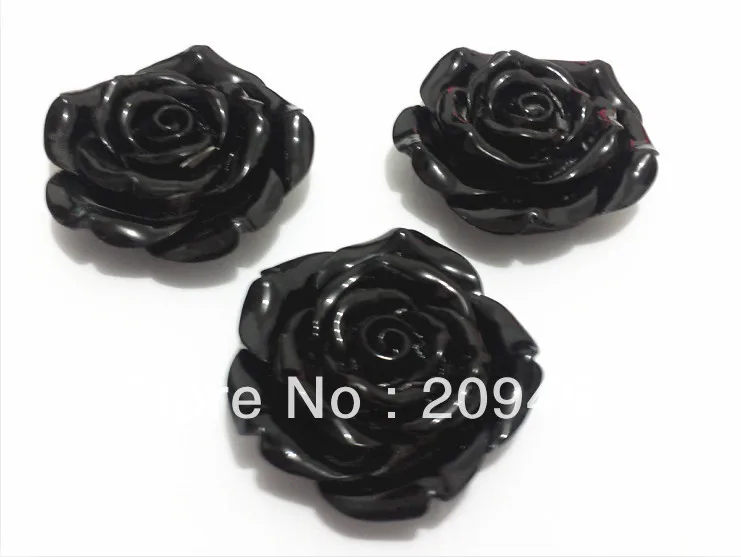 Заводская цена 42 мм 50 шт./лот черный цветок из смолы с плоской задней стороной