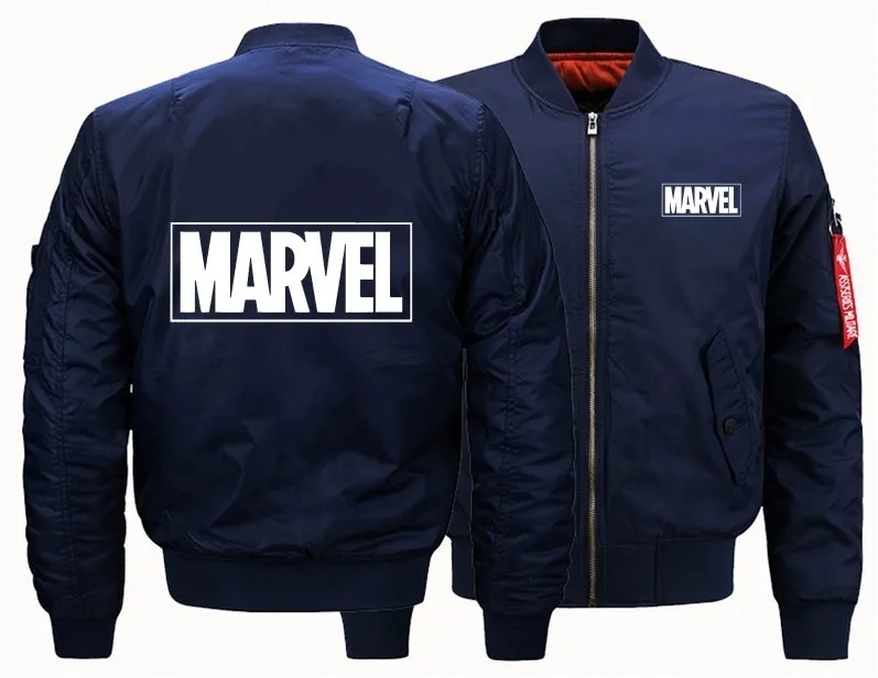 Модная летная куртка Marvel зимние утепленные мужские куртки на молнии