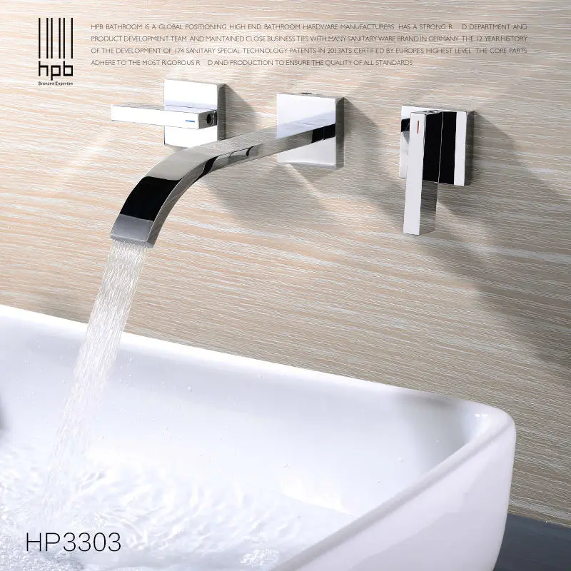 HPB смеситель для ванной комнаты кран раковины с водопадом настенный горячей и