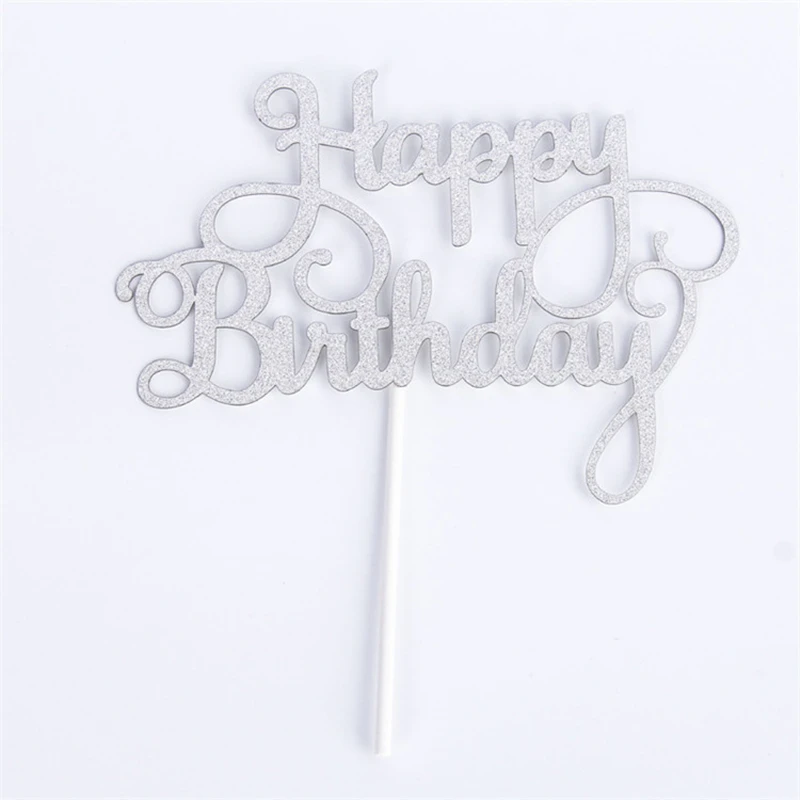 

15pcs Glitter Paper Happy Birthday Cake Topper Cupcake Dessert Decoration Supplies for Birthday Party Celebration