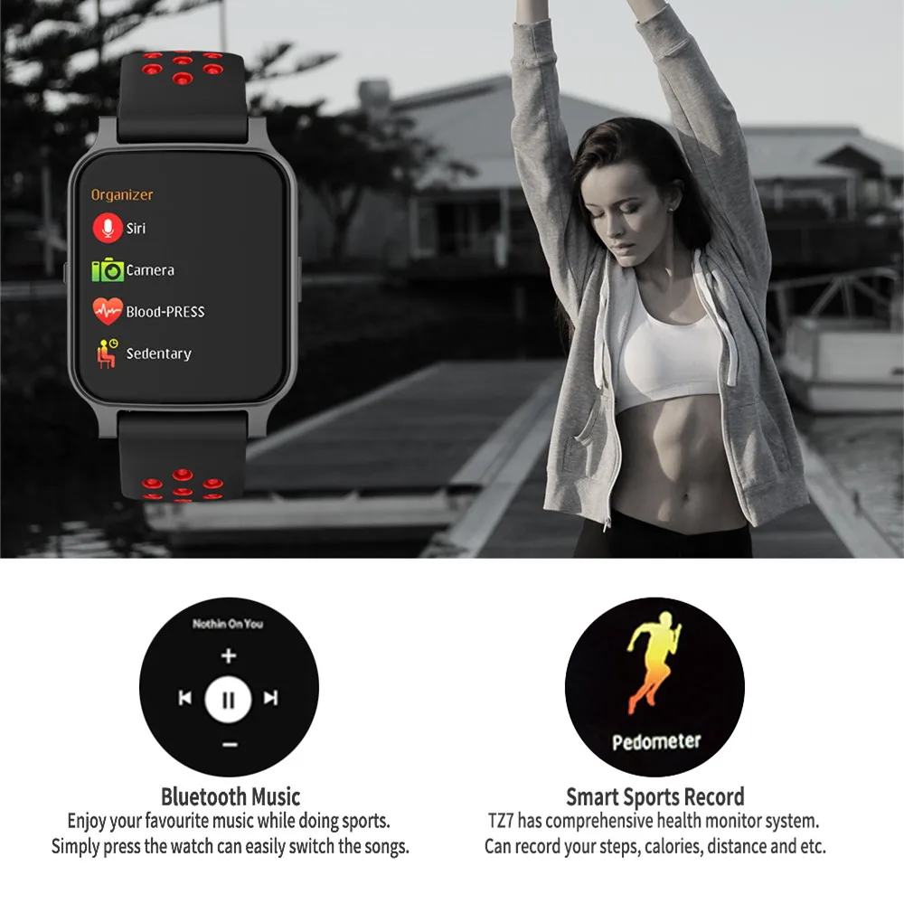 Beseneur TZ7 Smart Watch Bluetooth 4.0 Pedometer Watches Blood Pressure Smartwatch for Android IOS Wearable Devices Men Women |