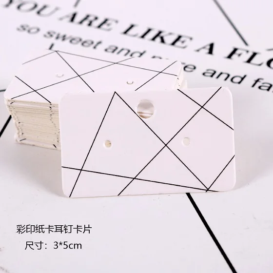 3x5cm black line 100 шт./лот, цветные серьги, карты, много размеров, ювелирные открытки, бумажные серьги, карты в ювелирной упаковке, винтажная классическая Карта - Цвет: 3x5cm black line