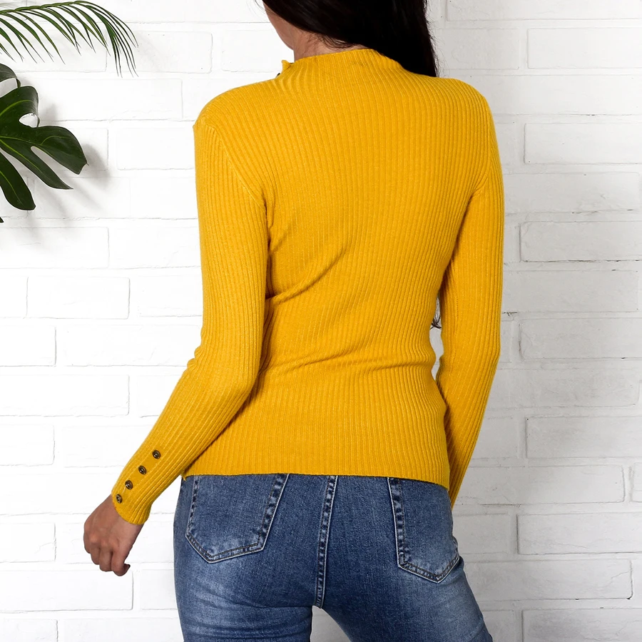 Turtleneck Sweater Women Pullover 2018 New Fashion Button Long Sleeve Jumpers Autumn Casual Basic Kintwear Black White Red | Женская