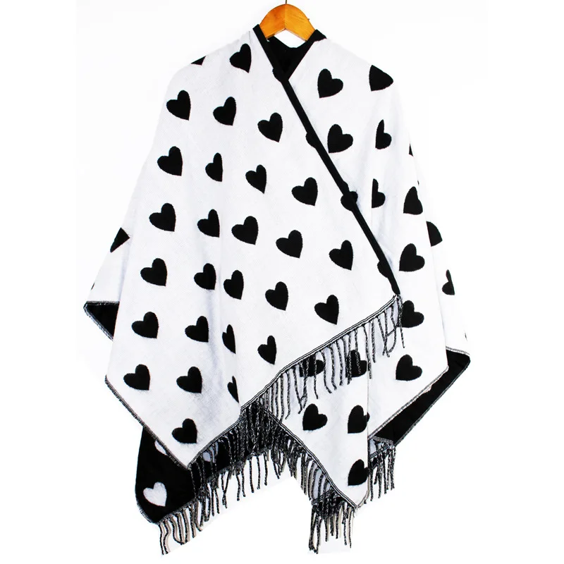 Женская шаль с кисточками и принтом двойной кашемировый длинный шарф из пашмины