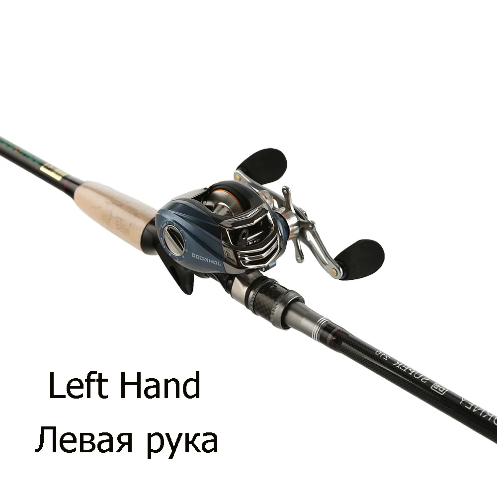 Left Handle Удилище для путешествий JOHNCOO, комбинированное, 2,1 м, 2,4 м, 2,7 м, углеродное удилище, удилище для ловли рыбы средней скорости, 4 секции, набор Удочек - Цвет: Left Handle