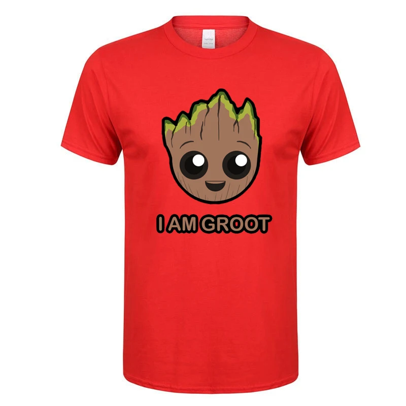 Red Футболка Groot Мужская, Мстители, союз, модная летняя повседневная футболка для мальчиков и девочек г., брендовая футболка с короткими рукавами футболки в стиле хип-хоп с принтом - Цвет: Red