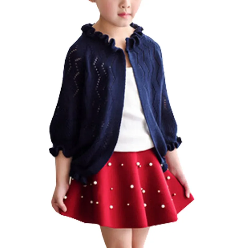 2016 новинка осени кардиган для девочек детская одежда Открытый девочки вязанный