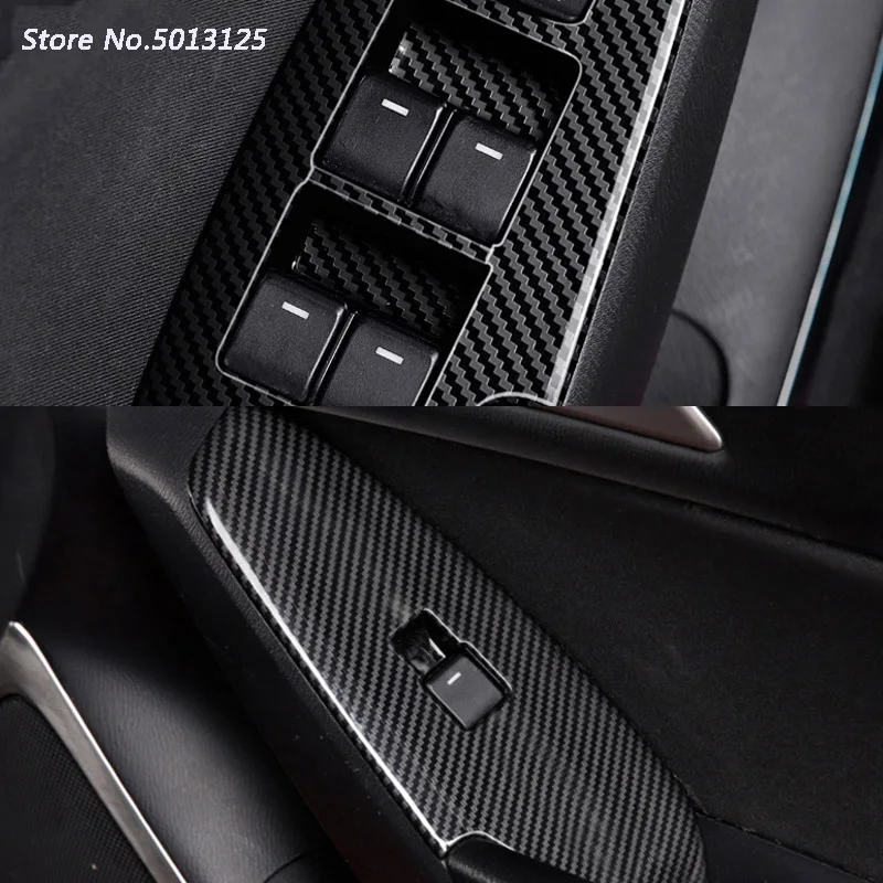 Carbon Fiber Авто двери окна стекло панель подлокотник отделка кнопки выключателя подъема Рамка для Mazda 3 Axela автомобильные аксессуары - Цвет: Carbon Fiber