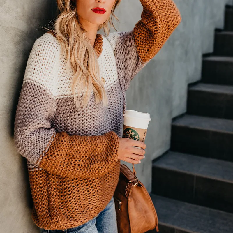 OMCHION Новинка 2019 Осень Зима повседневные женские свитера и пуловеры с круглым