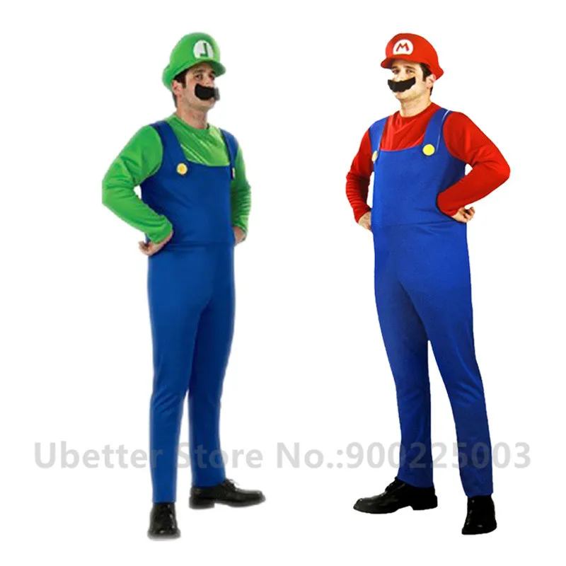 Halloween Cosplay Super Mario Bros Costume For Kids Adults Funny Party Wear Cute Plumber Mario Luigi Set Children Clothes C011
